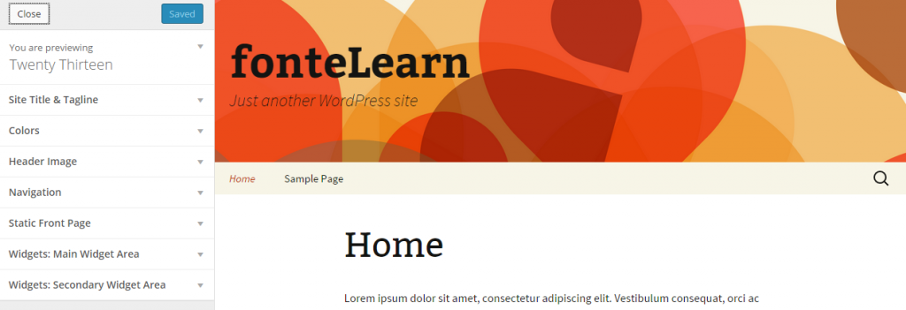 Customize Twenty Thirteen — WordPress 3.9