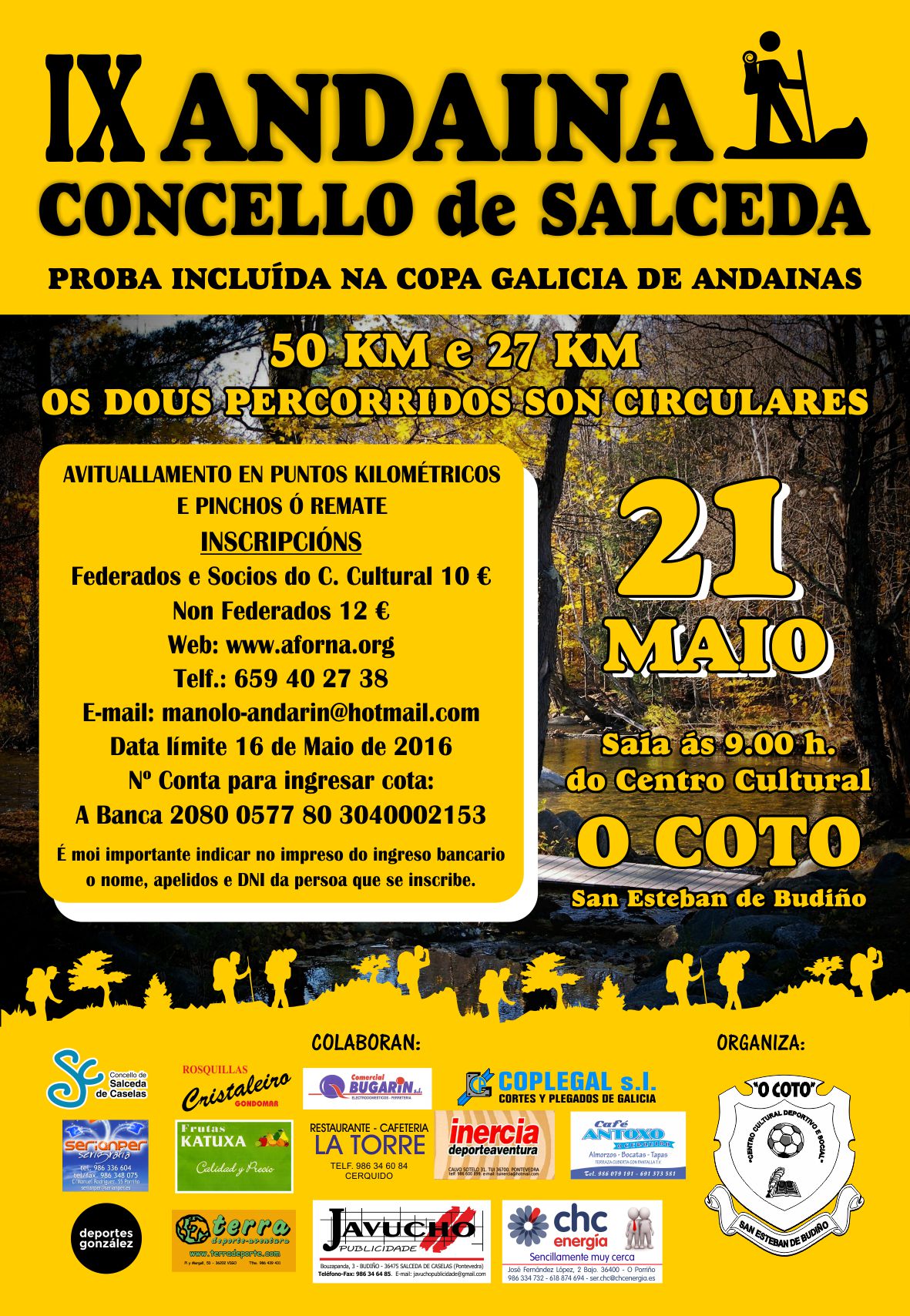 IX Andaina Concello Salceda de Caselas Copa Galicia de andainas de 50 km – cartel organización